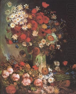 Vincent Van Gogh Vase wtih Poppies,Cornflowers,Peonies and Chrysanthemums (nn04) china oil painting image